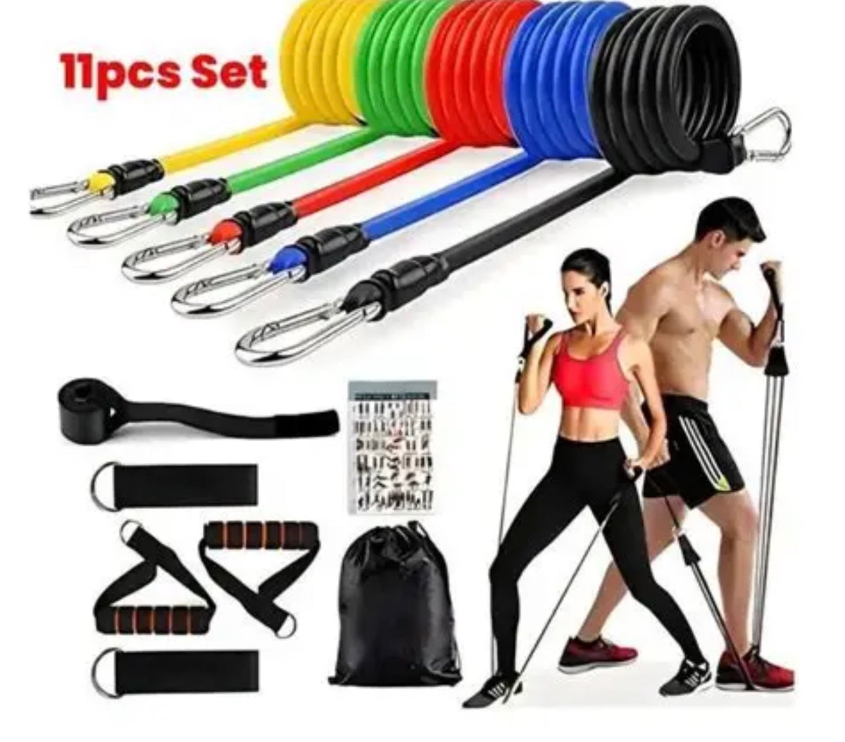 🏠 Ultimate Home Gym Kit (Resistance Bands + Handles + Accessories)